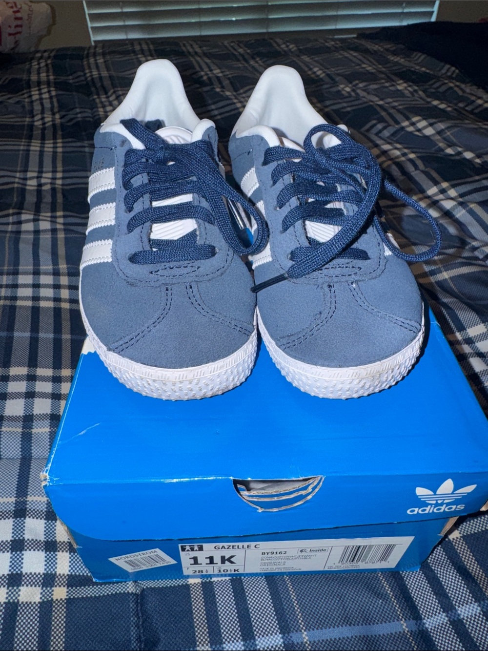 adidas Kids Gazelle Suede Sneakers in Navy and White